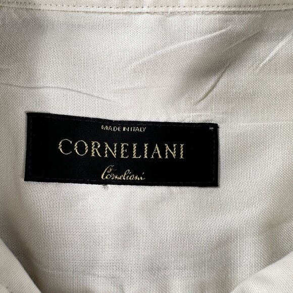 Corneliani Button Down Dress Shirt Mens Italy Cotton Striped Long Sleeve Top - Picture 14 of 16